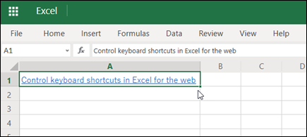 Excel for the web with pasted hyperlink