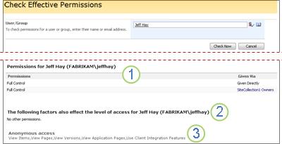 Check effective permissions of a user or group