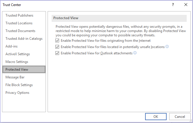 how to enable editing in excel fo protected view
