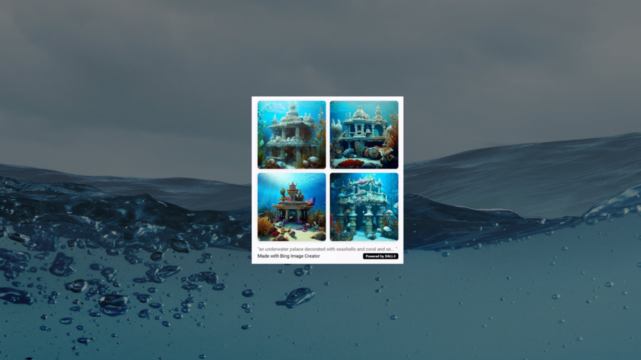 Images of underwater palaces.
