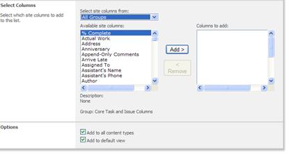 Adding columns to content types