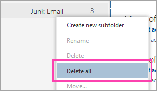 A screenshot of the Delete all option
