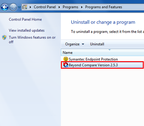 Select the program you want to uninstall by clicking on it.