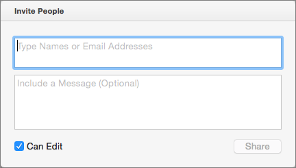 Enter names from your Contacts, or e-mail addresses, to send invitations to the recipients.