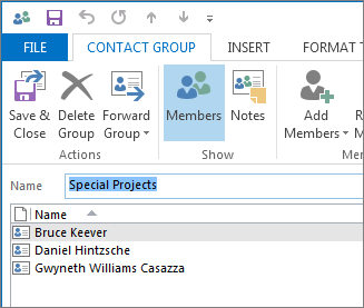 как создать группу среди адресов электронной почты в Outlook 2007