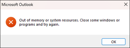 Outlook out of memory error