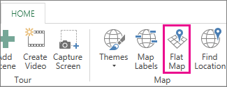 Flat Map button on the Power Map Home tab