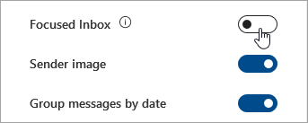 A screenshot of the Focused Inbox toggle in Quick settings