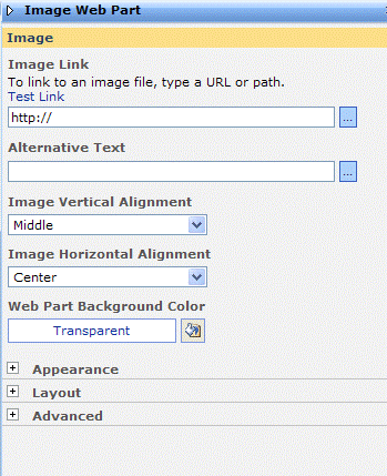 Image Web Part properties