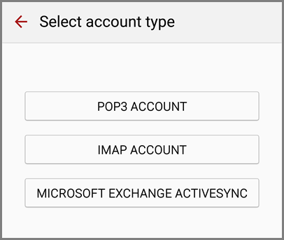 Select type of account to set up