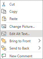 Context menu for an image showing the Edit Alt Text option in PowerPoint Online.