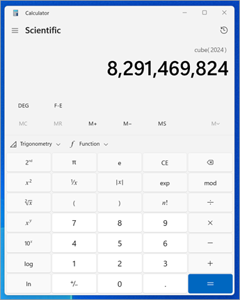 The Calculator app in Windows.