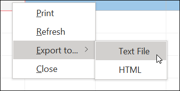 Screenshot of a shortcut menu with a submenu