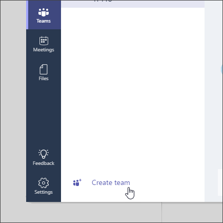 Users can create a new team by going to Teams in the Microsoft Teams client, and then choosing Create team.