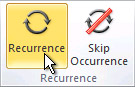 Recurrence command on the ribbon