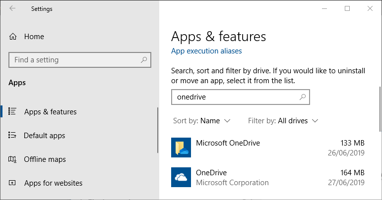 OneDrive in Windows App Settings