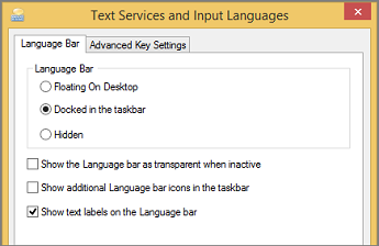 Office 2016 Windows 8 Text Services & Input Languages