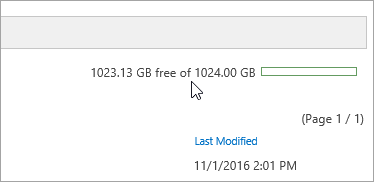 A screenshot showing the storage capacity of the new OneDrive sync client.
