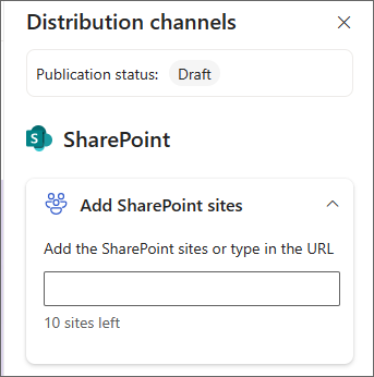 Screenshot of the pane to add SharePoint sites.
