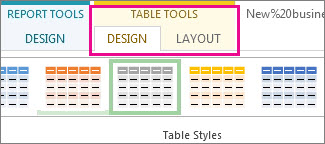 Table Styles group on the Table Tools Design tab