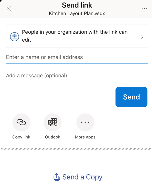 Use the options under "Send link" to share a diagram with other people.