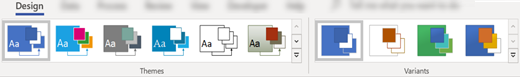 Themes and Variants on the Design tab of the ribbon in Visio.