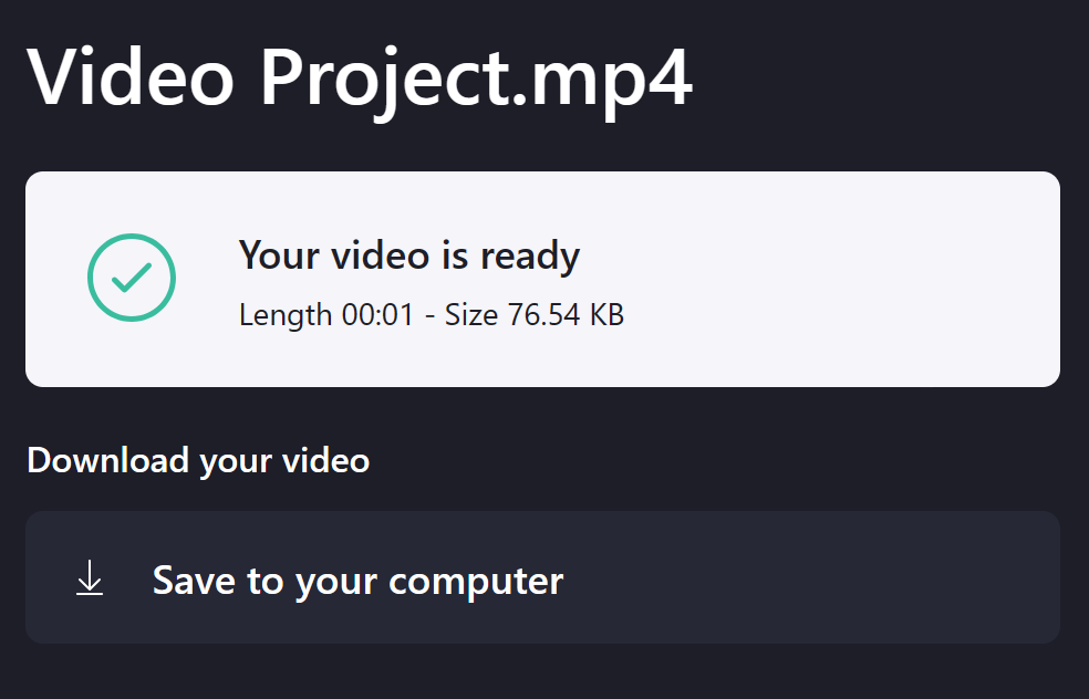 Save a processed video file to your computer after exporting is finished
