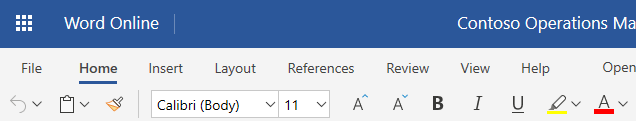 The simplified ribbon in Word Online