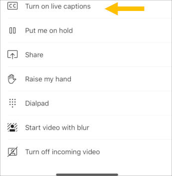 Turn on live captions - mobile screenshot