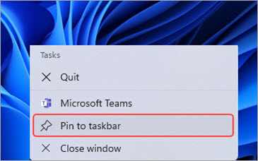 Learn how to pin Mini Teams to your taskbar.
