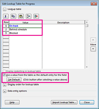 Edit Lookup Table dialog box image
