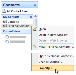 Contact properties in Outlook