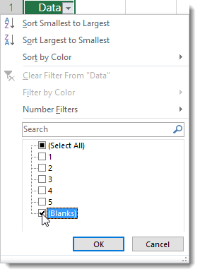 Use AutoFilter to display only cells with Blanks