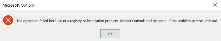 error while creating rule in outlook