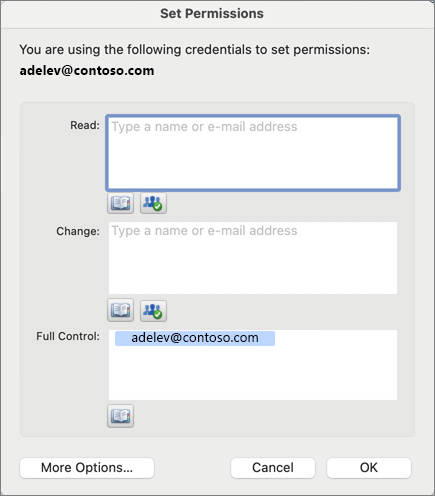 Set permissions dialog box