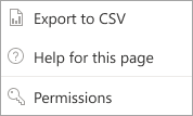 More options menu with Export, Help, and Permissions