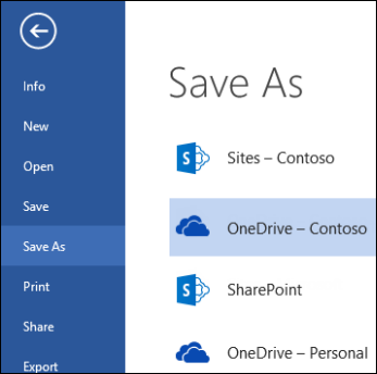OneDrive for Business folder during file open or save