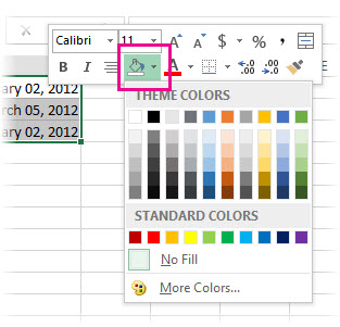 Right-click to add a fill clor to cells