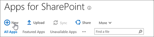 SPO App catalog SharePoint with New button highlighted