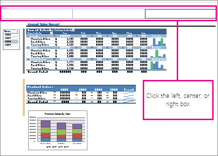 Left, right, and center header boxes