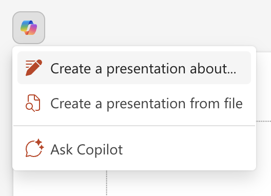 Copilot button above PowerPoint slide