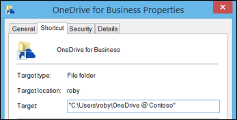 Folder properties for synced OneDrive for Business library folder