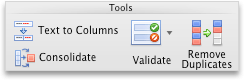 Data tab, Tools group
