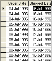 Fields with unique values removed from the Order Completion query