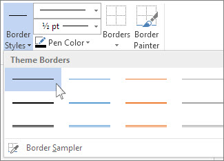 Add a border to a table in Office for