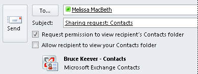 Request access to another's Exchange Contacts.