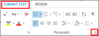 Outlook Paragraph Dialog Box