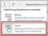 Mouse and Touch options