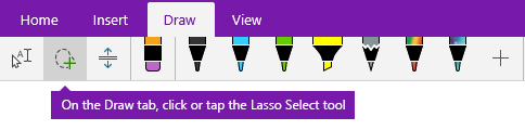The Lasso Select button on the Draw tab