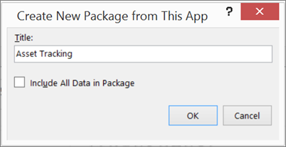 The Create New Package From This App dialog box